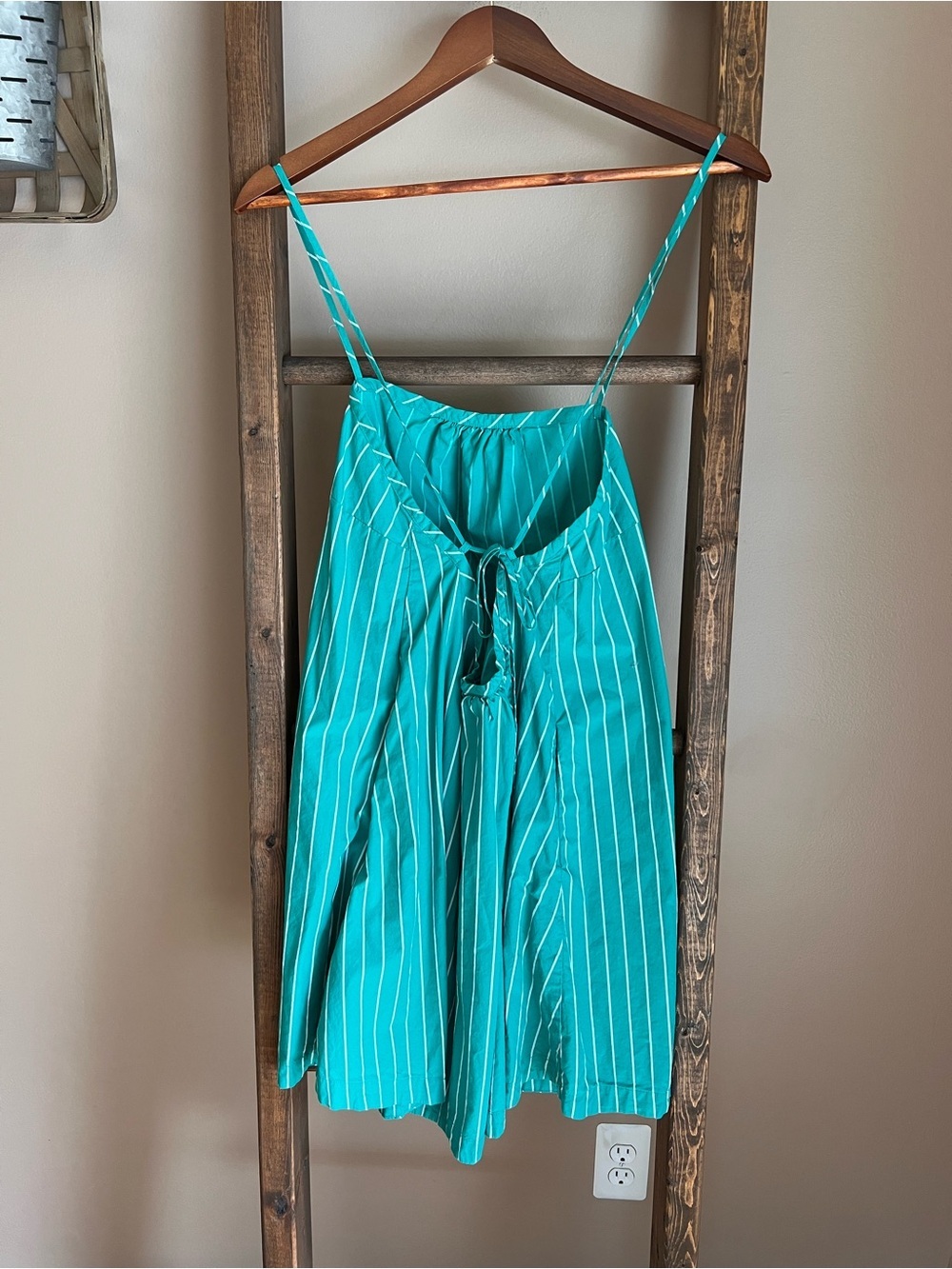 Green Striped Spaghetti Strap Sundress - Picture 2 of 3